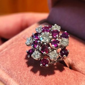 14k vintage ring with diamonds and ruby
